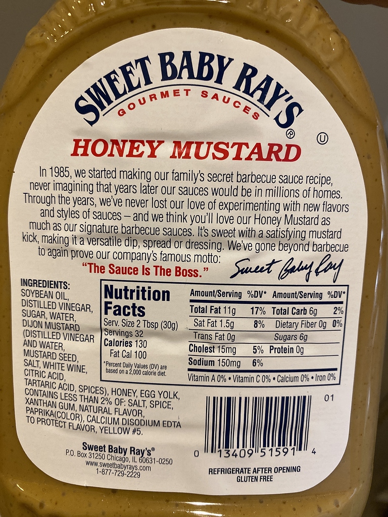 Sweet baby Ray’s honey mustard dressing Pesach Ohel Torah