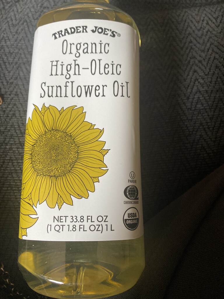 Trader Joe’s organic higholeic sunflower oil Pesach Ohel Torah