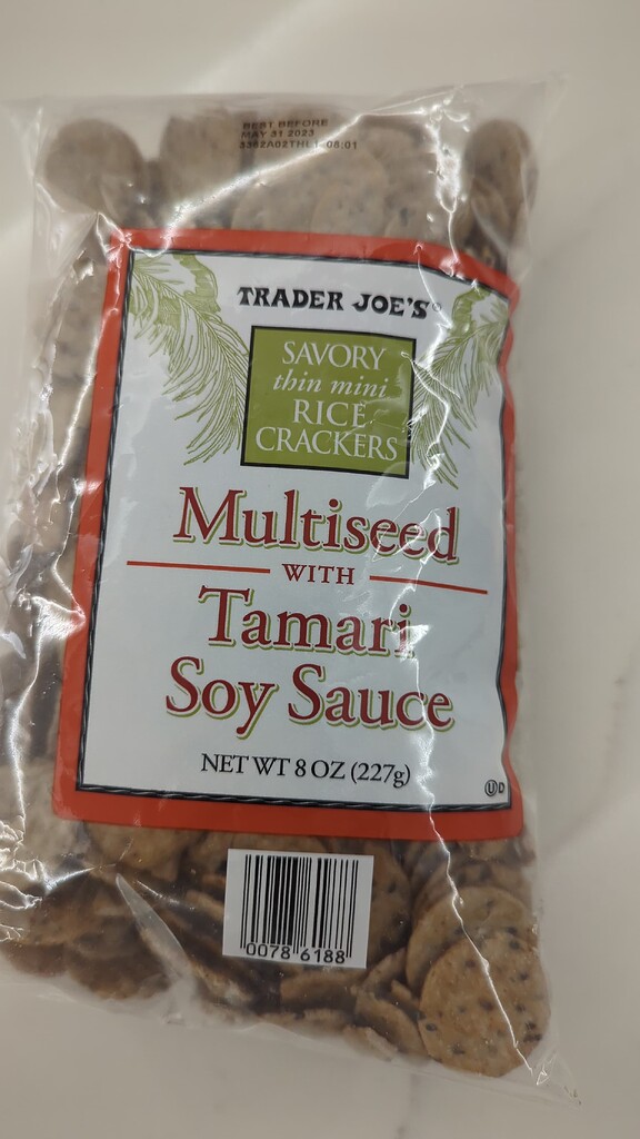Trader Joe's Rice Crackers multi seed with tamari soy sauce Pesach
