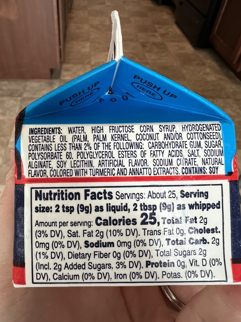 Rich’s whipped cream nondairy Pesach Ohel Torah