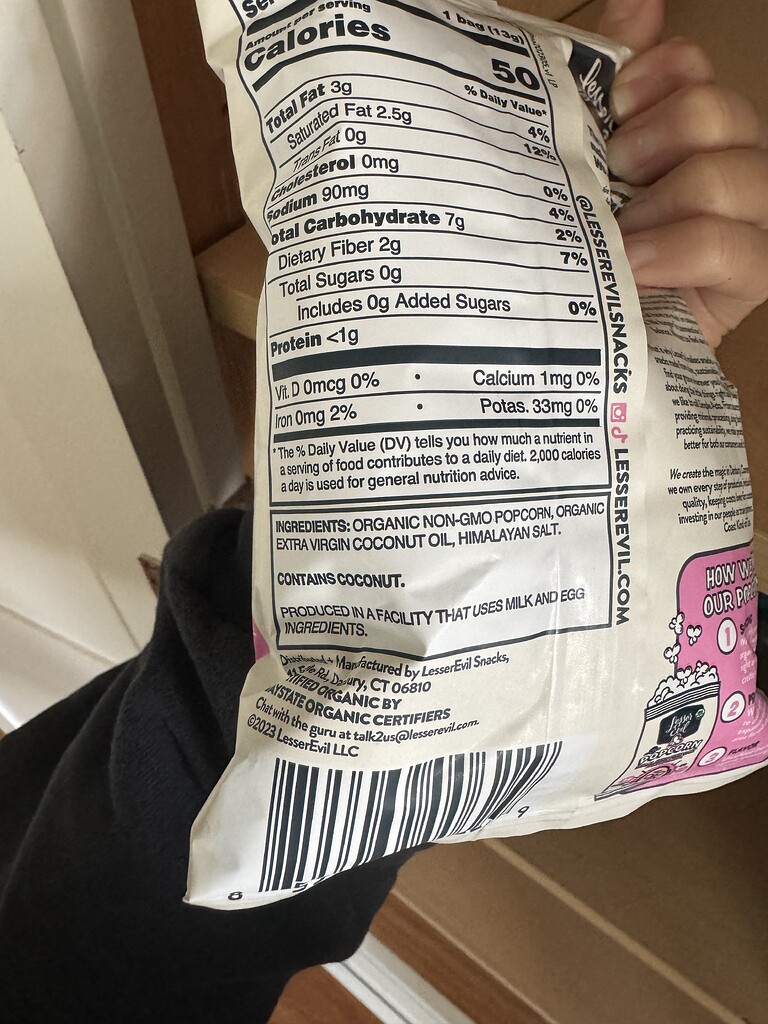 Lesser evil pop corn Pesach Ohel Torah